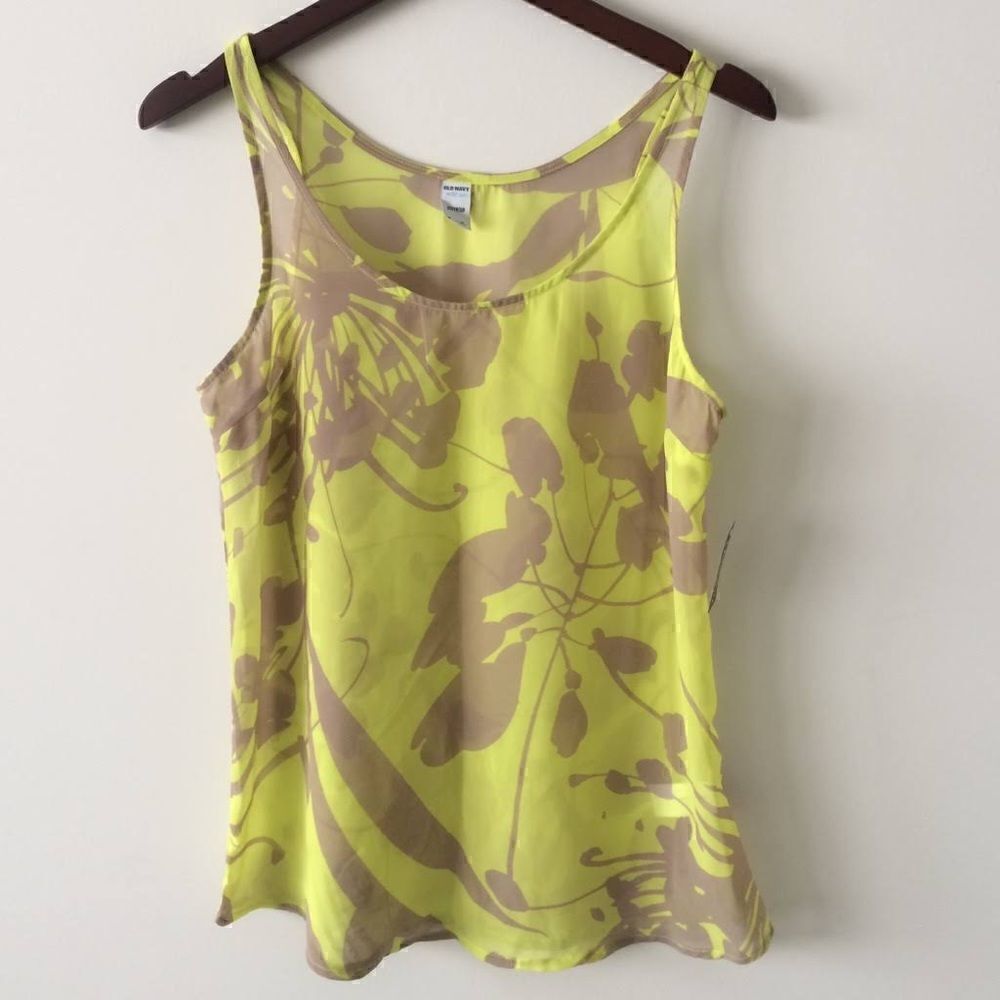 Old Navy Yellow Floral Tank Top Blouse S